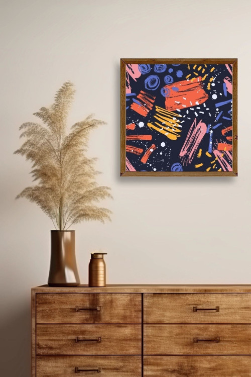 Büro Ev Ofis Dekoru için 50x50CM Tekli Ahşap Çerçeveli Modern Tema Tablo No185