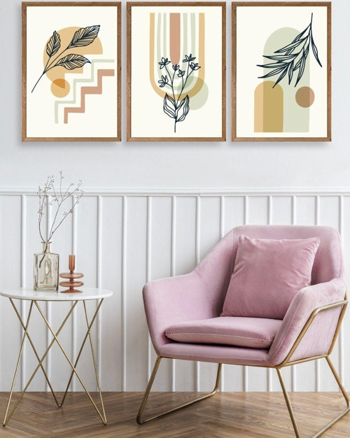 Büro Ev Ofis Dekoru için 17x23CM 3PARÇA Ahşap Çerçeveli Anonim Tema Tablo No16