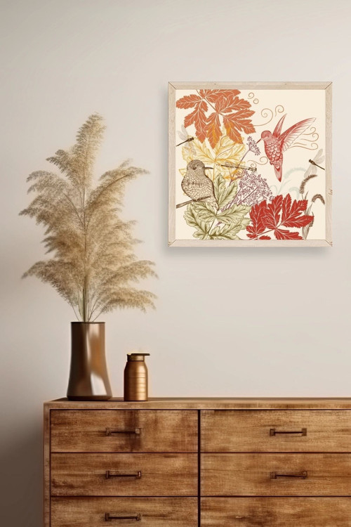 Büro Ev Ofis Dekoru için 42x42CM Tekli Ahşap Çerçeveli Çiçek Tema Tablo No512