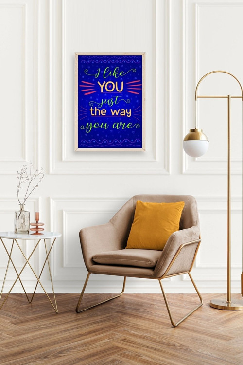 Büro Ev Ofis Dekoru için 50x70CM Tekli Ahşap Çerçeveli Motto Tema Tablo No254