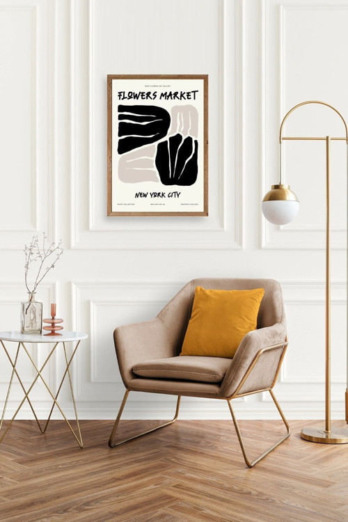 Büro Ev Ofis Dekoru için 50x70CM Tekli Ahşap Çerçeveli Çiçek Tema Tablo No743