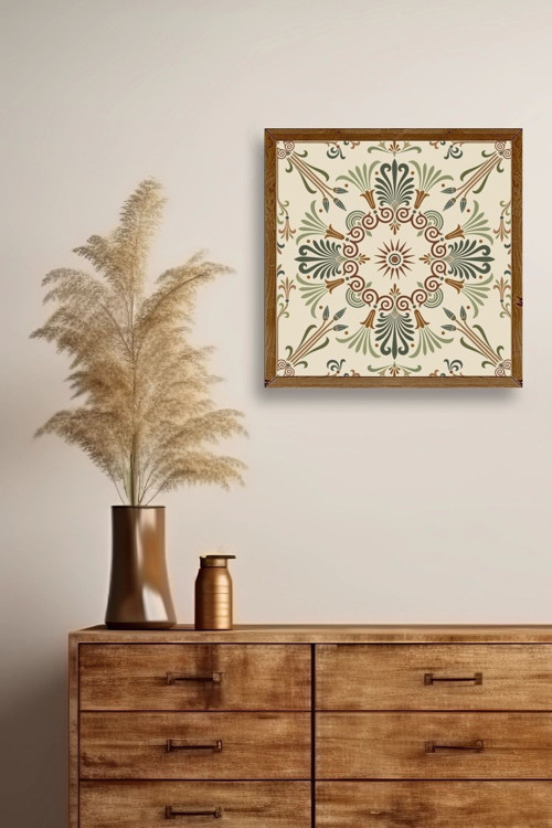 Büro Ev Ofis Dekoru için 50x50CM Tekli Ahşap Çerçeveli Motifli Tablo No58