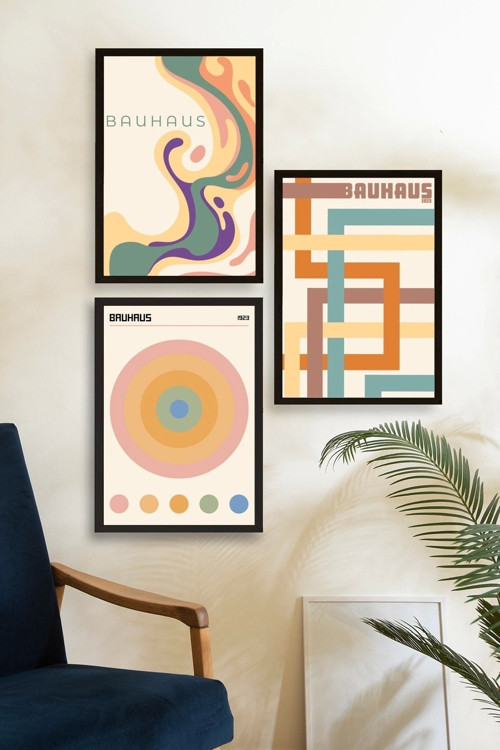Büro Ev Ofis Dekoru için 23x30CM 3PARÇA Ahşap Çerçeveli BRetro Tema Tablo No7