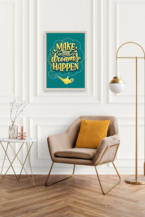 Büro Ev Ofis Dekoru için 30x42CM Tekli Ahşap Çerçeveli Motto Tema Tablo No236