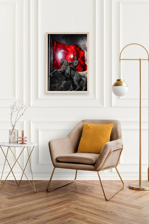 Büro Ev Ofis Dekoru için 23x30CM Tekli Ahşap Çerçeveli ATATÜRK Tema Tablo No68