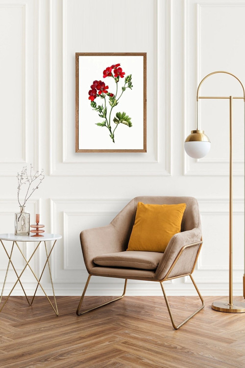 Büro Ev Ofis Dekoru için 50x70CM Tekli Ahşap Çerçeveli Çiçek Tema Tablo No979