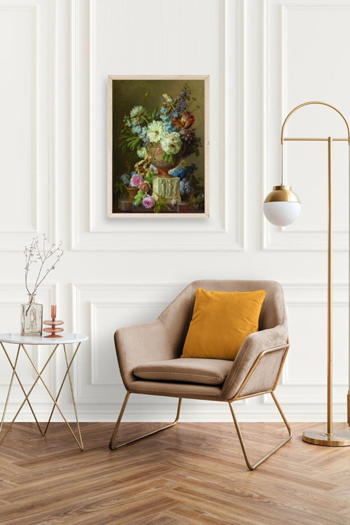 Büro Ev Ofis Dekoru için 50x70CM Tekli Ahşap Çerçeveli Çiçek Tema Tablo No976
