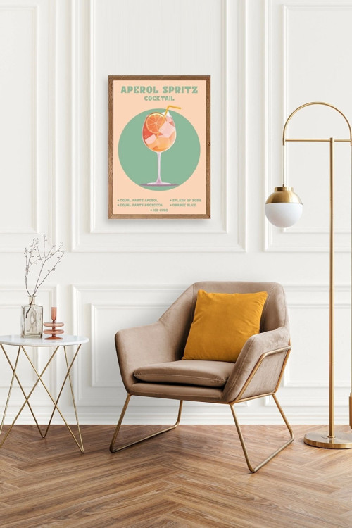 Büro Ev Ofis Dekoru için 50x70CM Tekli Ahşap Çerçeveli ASpritz Tablo No8