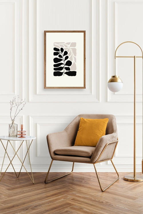 Büro Ev Ofis Dekoru için 23x30CM Tekli Ahşap Çerçeveli Yaprak Tema Tablo No224