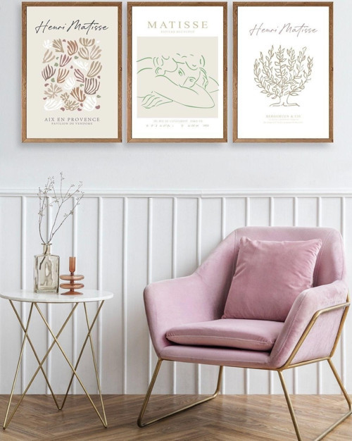 Büro Ev Ofis Dekoru için 40x60CM 3PARÇA Ahşap Çerçeveli HMatisse Tablo No138