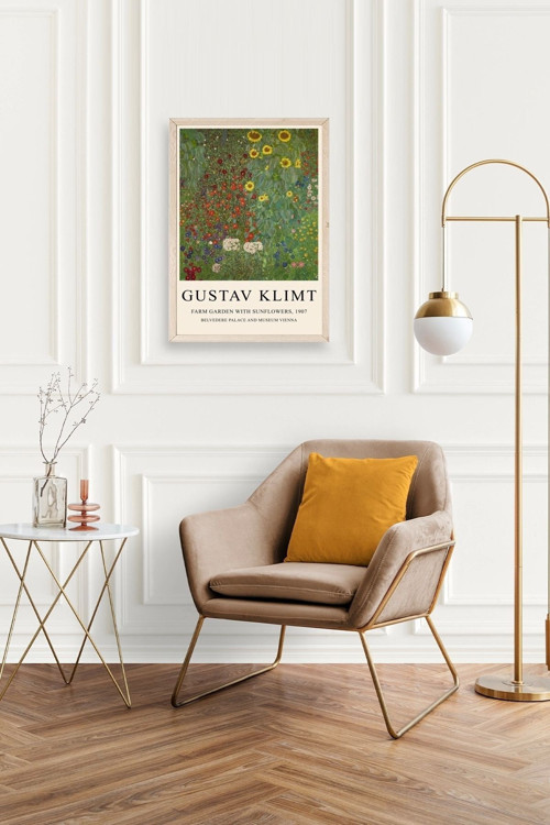 Büro Ev Ofis Dekoru için 50x70CM Tekli Ahşap Çerçeveli GKlimt Tablo No17