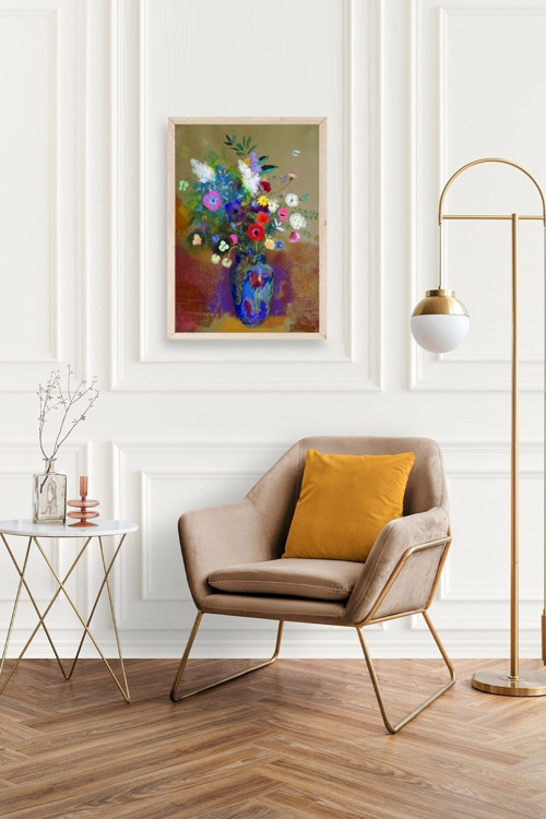 Büro Ev Ofis Dekoru için 17x23CM Tekli Ahşap Çerçeveli Çiçek Tema Tablo No776