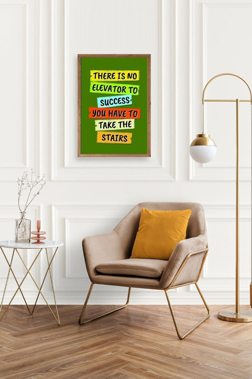 Büro Ev Ofis Dekoru için 17x23CM Tekli Ahşap Çerçeveli Motto Tema Tablo No47