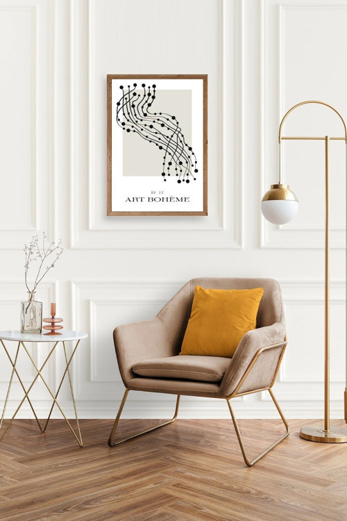 Büro Ev Ofis Dekoru için 50x70CM Tekli Ahşap Çerçeveli Soyut Stil Tablo No260