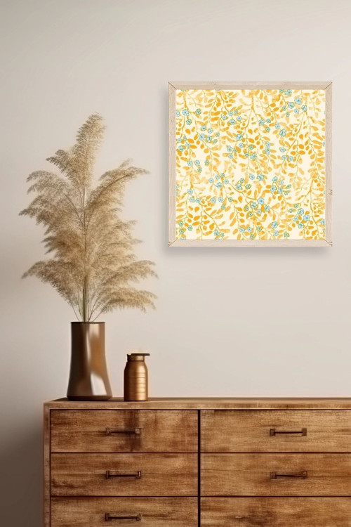 Büro Ev Ofis Dekoru için 50x50CM Tekli Ahşap Çerçeveli Çiçek Tema Tablo No615