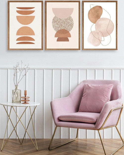 Büro Ev Ofis Dekoru için 30x40CM 3PARÇA Ahşap Çerçeveli Modern Tema Tablo No61