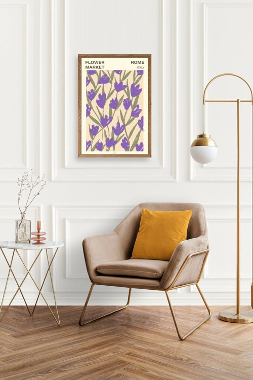 Büro Ev Ofis Dekoru için 30x42CM Tekli Ahşap Çerçeveli Çiçek Tema Tablo No364