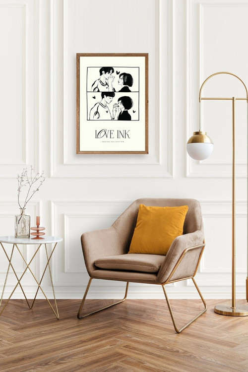 Büro Ev Ofis Dekoru için 50x70CM Tekli Ahşap Çerçeveli Aşk Love Tema Tablo No7