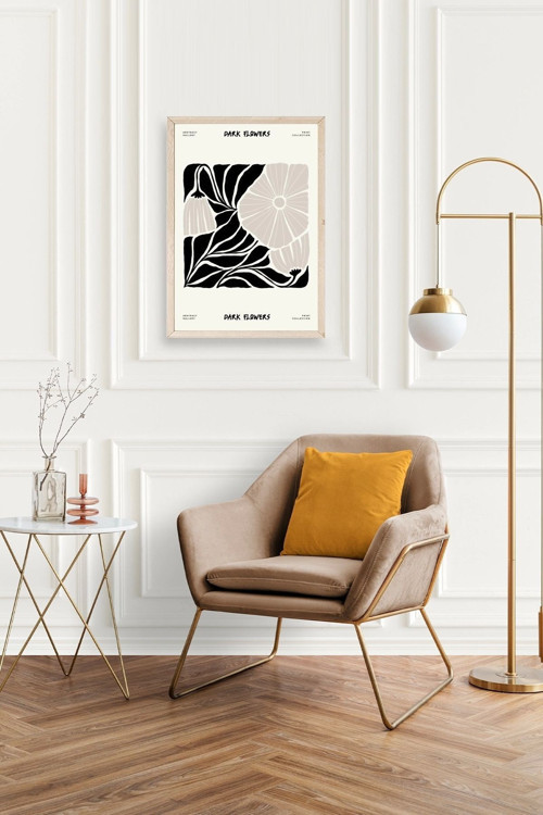 Büro Ev Ofis Dekoru için 30x42CM Tekli Ahşap Çerçeveli Çiçek Tema Tablo No404