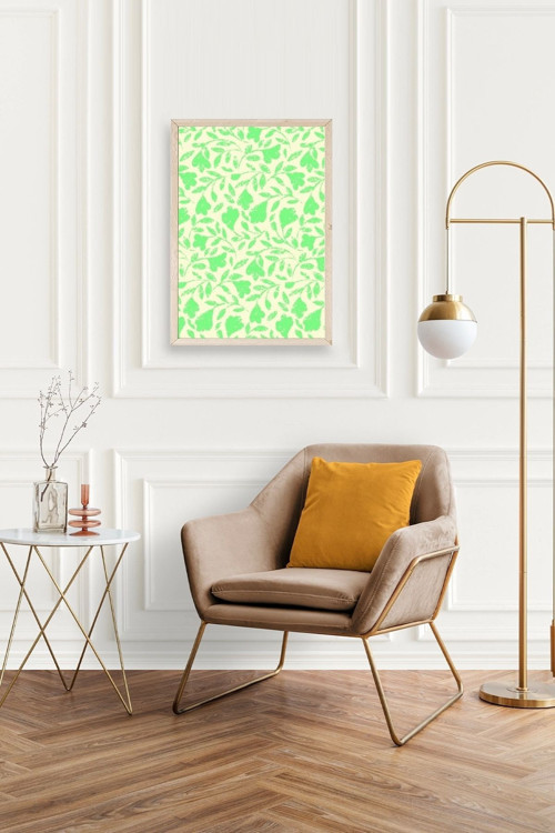 Büro Ev Ofis Dekoru için 23x30CM Tekli Ahşap Çerçeveli Yaprak Tema Tablo No141