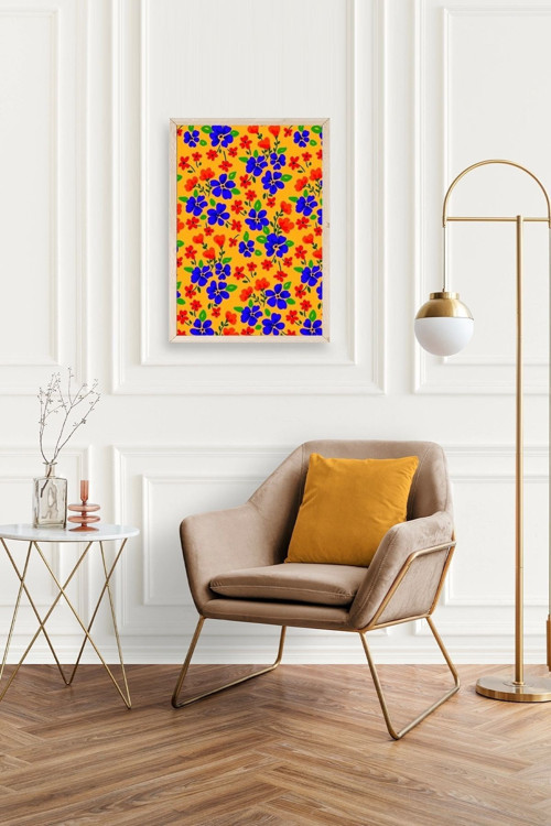 Büro Ev Ofis Dekoru için 30x42CM Tekli Ahşap Çerçeveli Çiçek Tema Tablo No899