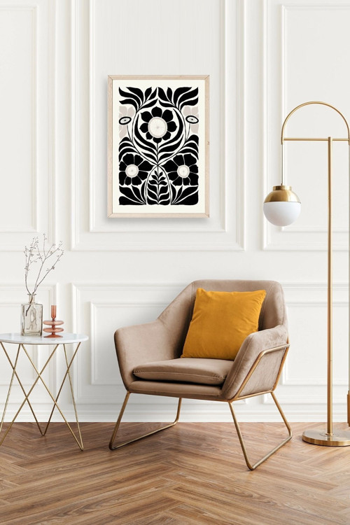 Büro Ev Ofis Dekoru için 50x70CM Tekli Ahşap Çerçeveli Desenli Tablo No60