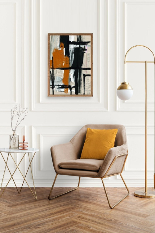 Büro Ev Ofis Dekoru için 30x42CM Tekli Ahşap Çerçeveli Modern Tema Tablo No152