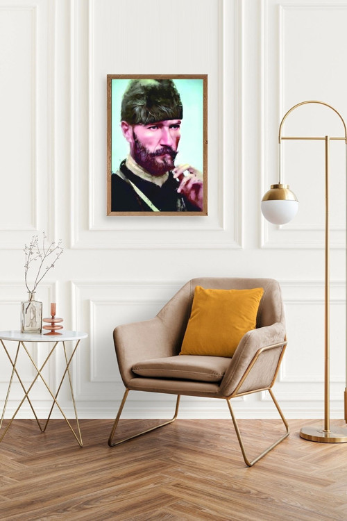 Büro Ev Ofis Dekoru için 23x30CM Tekli Ahşap Çerçeveli ATATÜRK Tema Tablo No73
