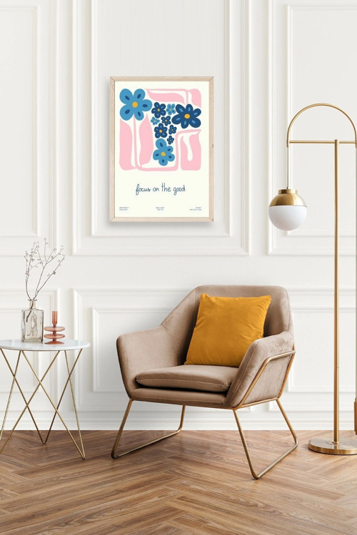 Büro Ev Ofis Dekoru için 30x42CM Tekli Ahşap Çerçeveli Çiçek Tema Tablo No904