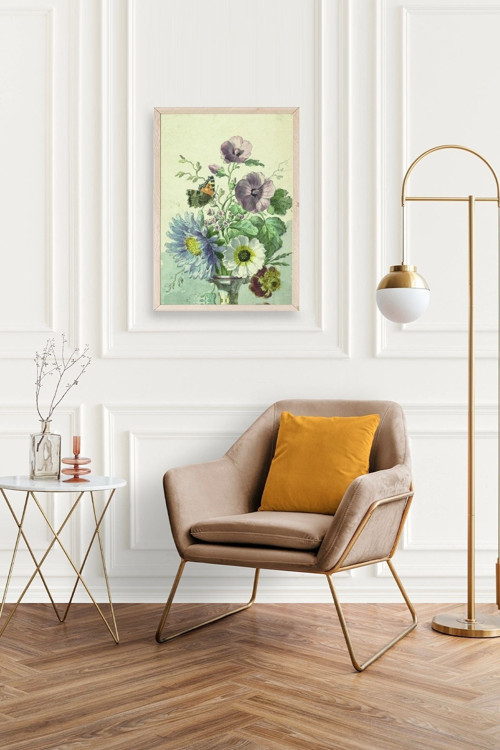 Büro Ev Ofis Dekoru için 30x42CM Tekli Ahşap Çerçeveli Çiçek Tema Tablo No882