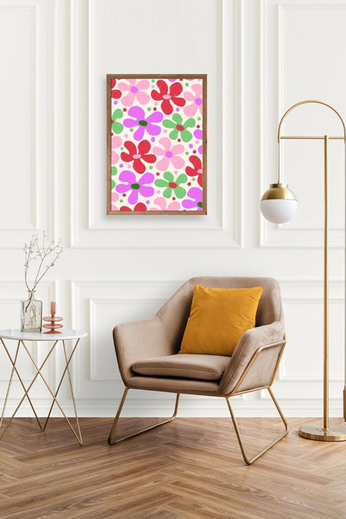 Büro Ev Ofis Dekoru için 30x42CM Tekli Ahşap Çerçeveli Çiçek Tema Tablo No891