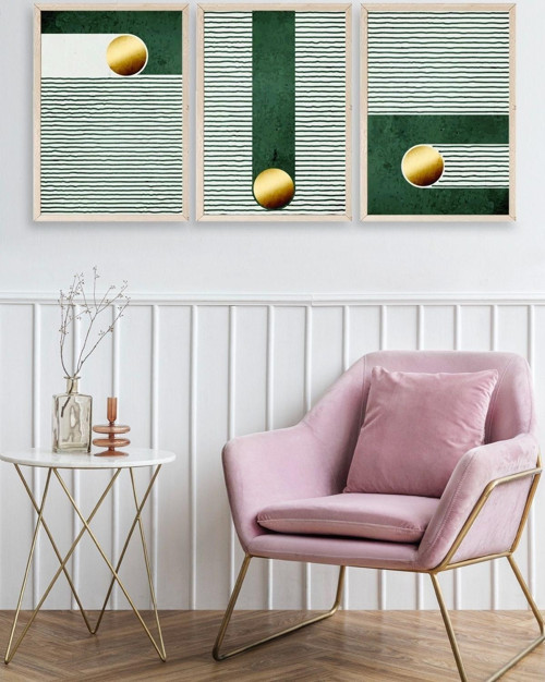 Büro Ev Ofis Dekoru için 30x42CM Tekli Ahşap Çerçeveli Soyut Stil Tablo No156