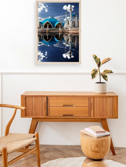 Büro Ev Ofis Dekoru için 23x30CM Tekli Ahşap Çerçeveli Kabe Tema Tablo No34
