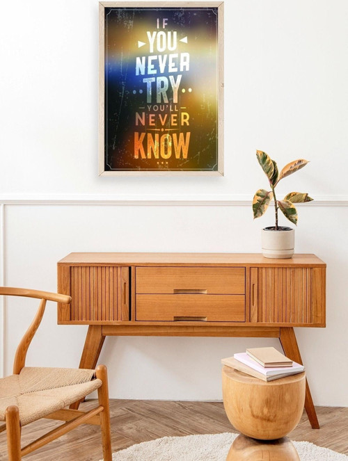 Büro Ev Ofis Dekoru için 23x30CM Tekli Ahşap Çerçeveli Motto Tema Tablo No94