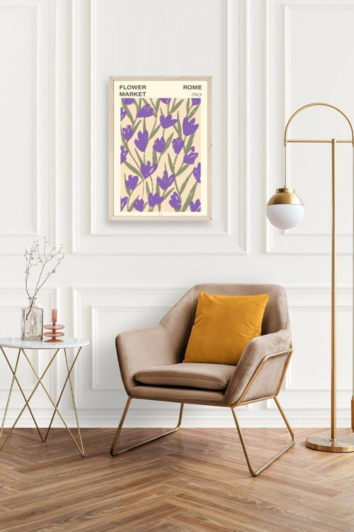 Büro Ev Ofis Dekoru için 30x42CM Tekli Ahşap Çerçeveli Çiçek Tema Tablo No388