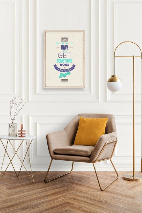 Büro Ev Ofis Dekoru için 17x23CM Tekli Ahşap Çerçeveli Motto Tema Tablo No34