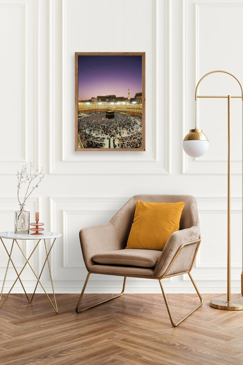 Büro Ev Ofis Dekoru için 23x30CM Tekli Ahşap Çerçeveli Kabe Tema Tablo No11