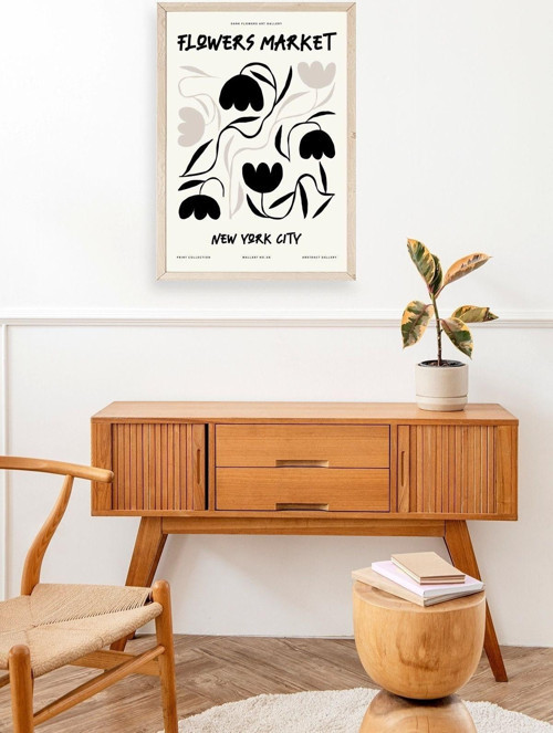 Büro Ev Ofis Dekoru için 30x42CM Tekli Ahşap Çerçeveli Çiçek Tema Tablo No351