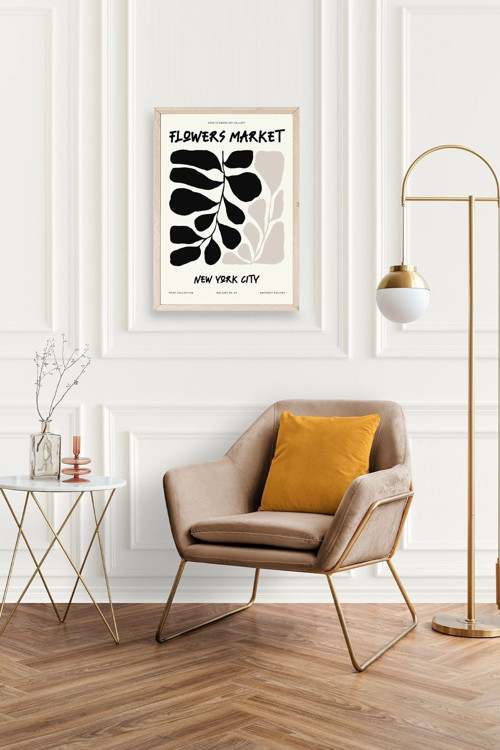 Büro Ev Ofis Dekoru için 50x70CM Tekli Ahşap Çerçeveli Yaprak Tema Tablo No87