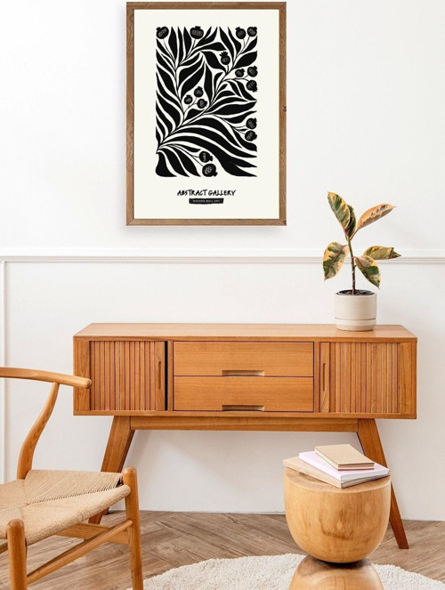Büro Ev Ofis Dekoru için 17x23CM Tekli Ahşap Çerçeveli Soyut Stil Tablo No39
