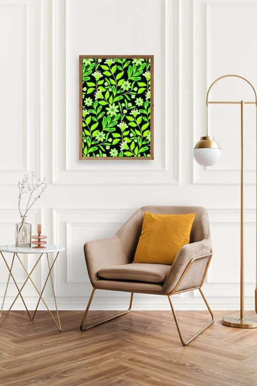 Büro Ev Ofis Dekoru için 23x30CM Tekli Ahşap Çerçeveli Yaprak Tema Tablo No138