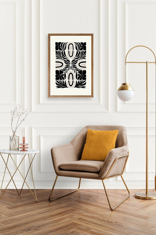 Büro Ev Ofis Dekoru için 17x23CM Tekli Ahşap Çerçeveli Soyut Stil Tablo No25