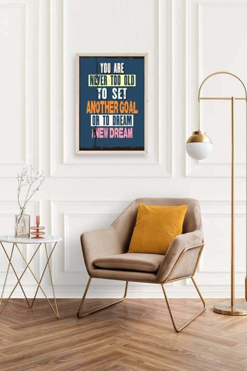 Büro Ev Ofis Dekoru için 30x42CM Tekli Ahşap Çerçeveli Motto Tema Tablo No233