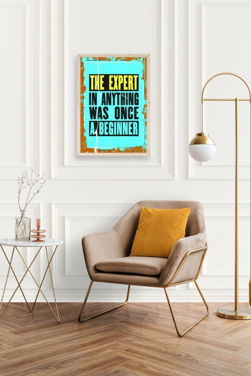 Büro Ev Ofis Dekoru için 30x42CM Tekli Ahşap Çerçeveli Motto Tema Tablo No190