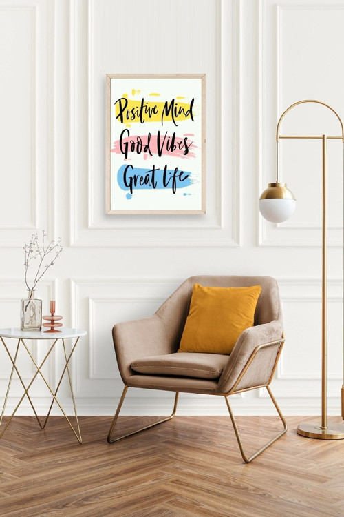 Büro Ev Ofis Dekoru için 17x23CM Tekli Ahşap Çerçeveli Motto Tema Tablo No49