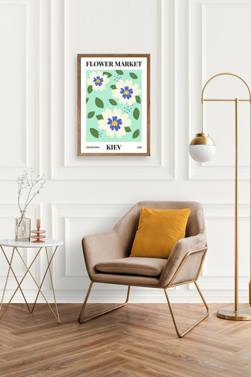 Büro Ev Ofis Dekoru için 23x30CM Tekli Ahşap Çerçeveli Çiçek Tema Tablo No319
