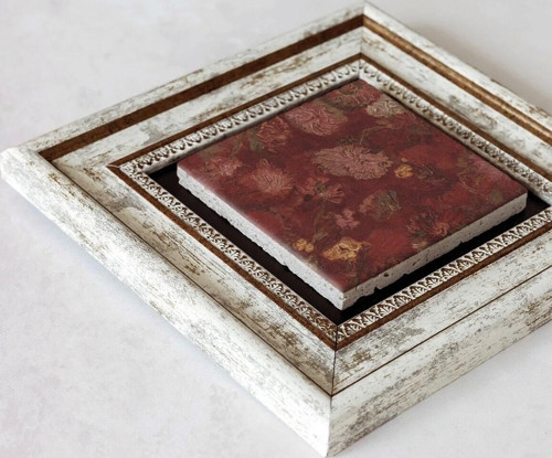 Büro Ev Ofis Dekoru için 20x20CM Tekli Çerçeveli Tasarım Taş Duvar Süsü No31