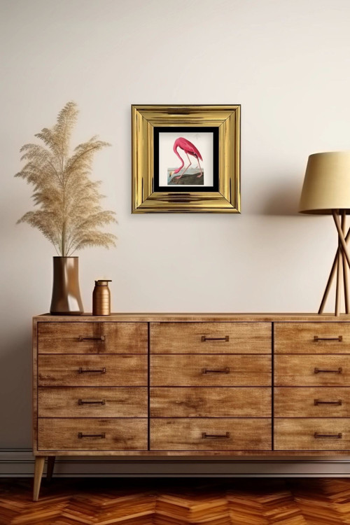 Büro Ev Ofis Dekoru için 20x20CM Tekli Çerçeveli Flamingo Tema Taş Duvar Süsü No1