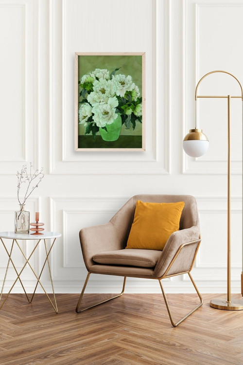 Büro Ev Ofis Dekoru için 50x70CM Tekli Ahşap Çerçeveli Çiçek Tema Tablo No968