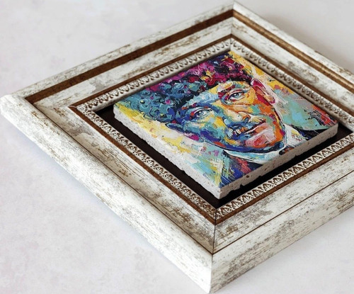 Büro Ev Ofis Dekoru için 20x20CM Tekli Çerçeveli ATATÜRK Tema Taş Duvar Süsü No28